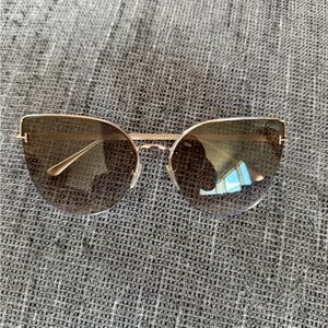 Tom Ford Women's Sunglasses with Gold Frame and Brown Lenses